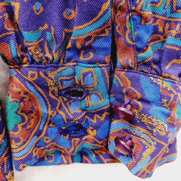 Pendleton Blouse Size 8 Blue Gold Paisley Boho Luxe Art Teacher Witchy Office - Picture 3 of 16